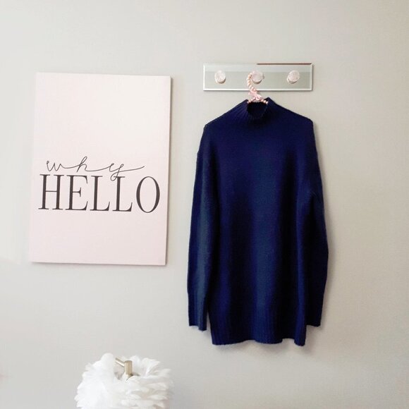 EUC Core Life navy blue tight knit higher mock neck sweater, M - Picture 3 of 5